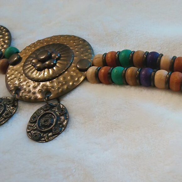 ? Gorgeous Handmade Unique Boho Vintage Copper Stamped Beaded Belly Chain ? main image 5